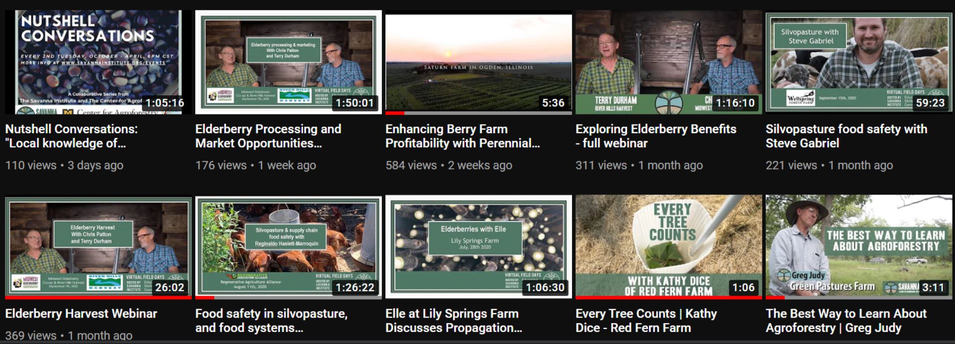 Figure 3: The course will make use of the Savanna Institute’s growing library of agroforestry resources, including its video library of interviews and virtual tours with experienced agroforestry farmers and researchers.