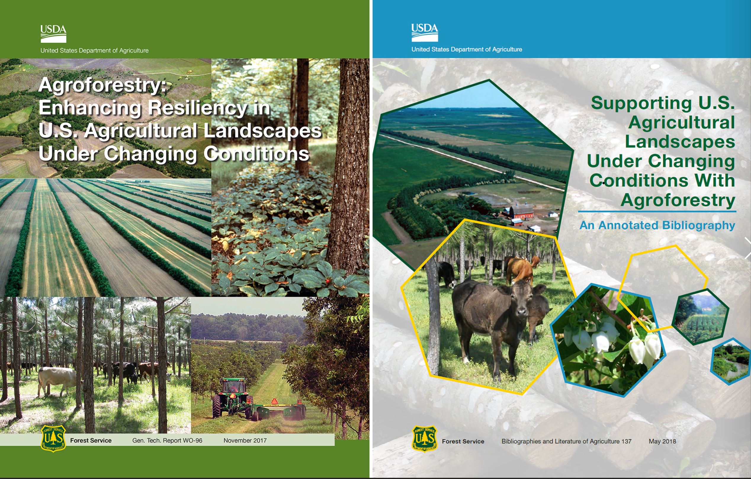 Figure 1. Title pages of the assessment report and annotated bibliography on agroforestry’s role in mitigating and adapting to climate change.